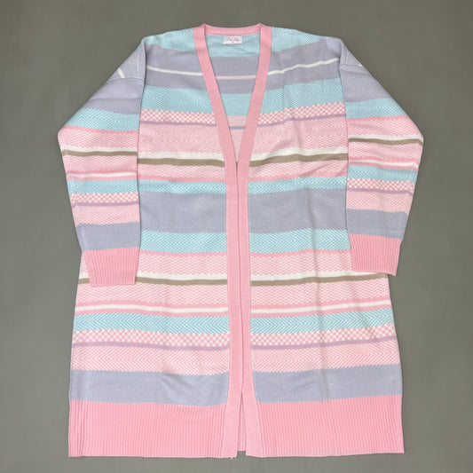 PINK LILY Multi-colored Striped Sweater Cardigan Women's Sz M PL930 (New)