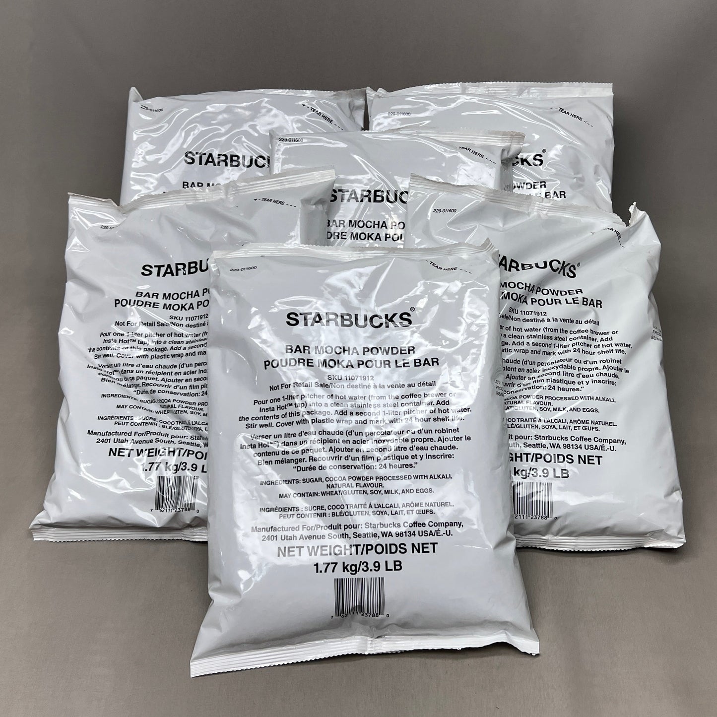 ZA@ STARBUCKS (6 PACK) Bar Mocha Powder Each 62.5 oz/bags BB 03/26