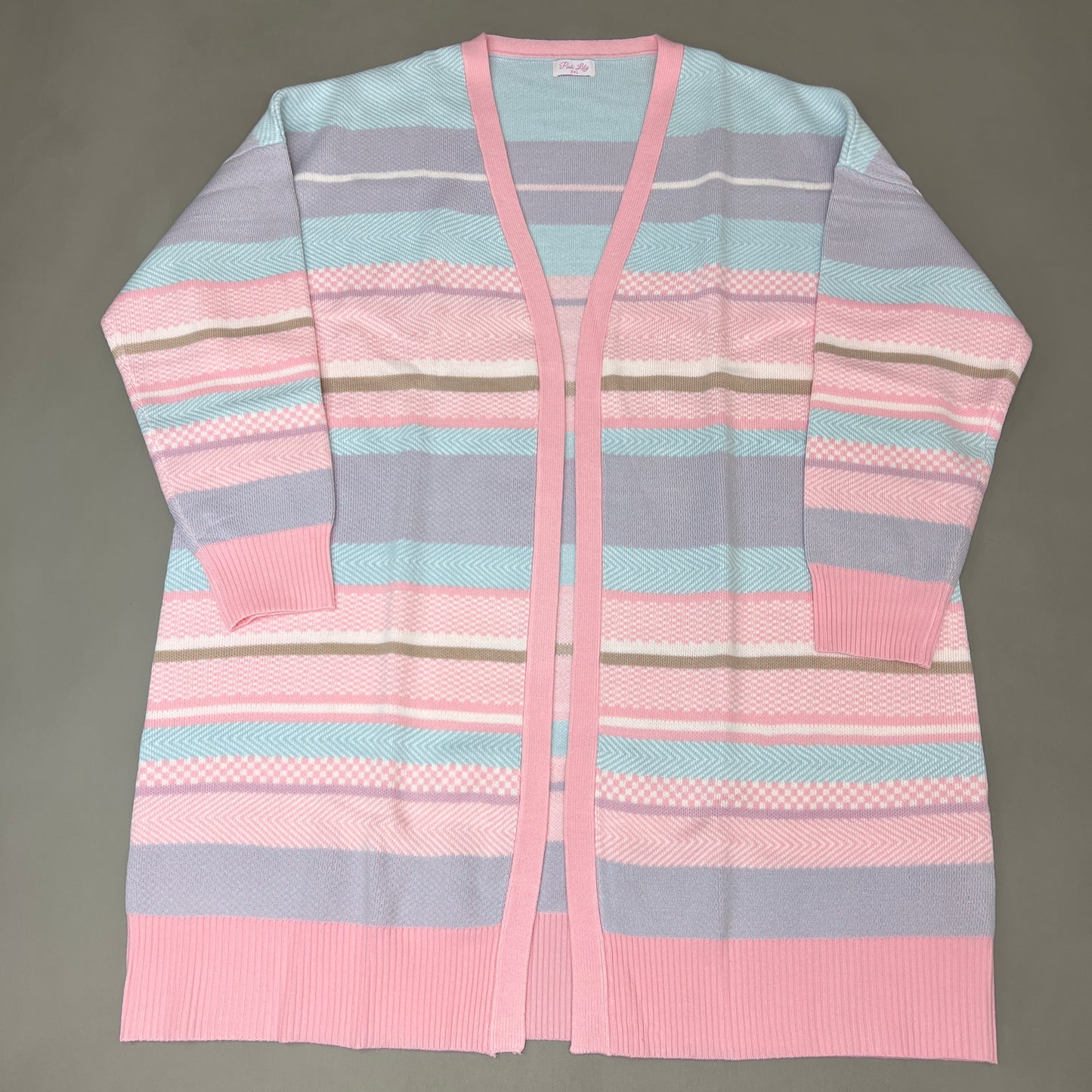 PINK LILY Multi-colored Striped Sweater Cardigan Women's Sz XXL PL930 (New)