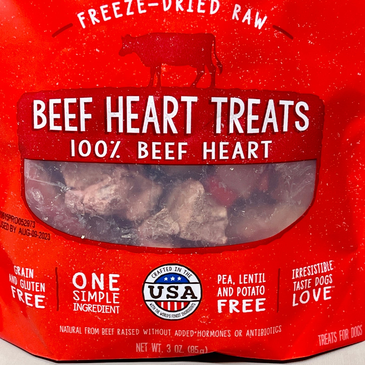 ZA@ STELLA & CHEWY’S 100% Beef Heart Treats Freeze-Dried Raw Grain Free 3 oz 08/23 (New) A