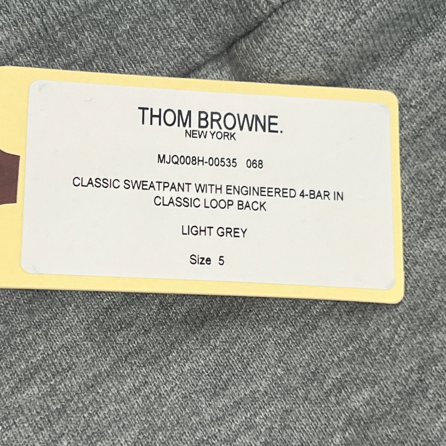 THOM BROWNE Classic Sweat Pants w/Engineered 4 Bar Loop Back Light Grey Size 5(New)
