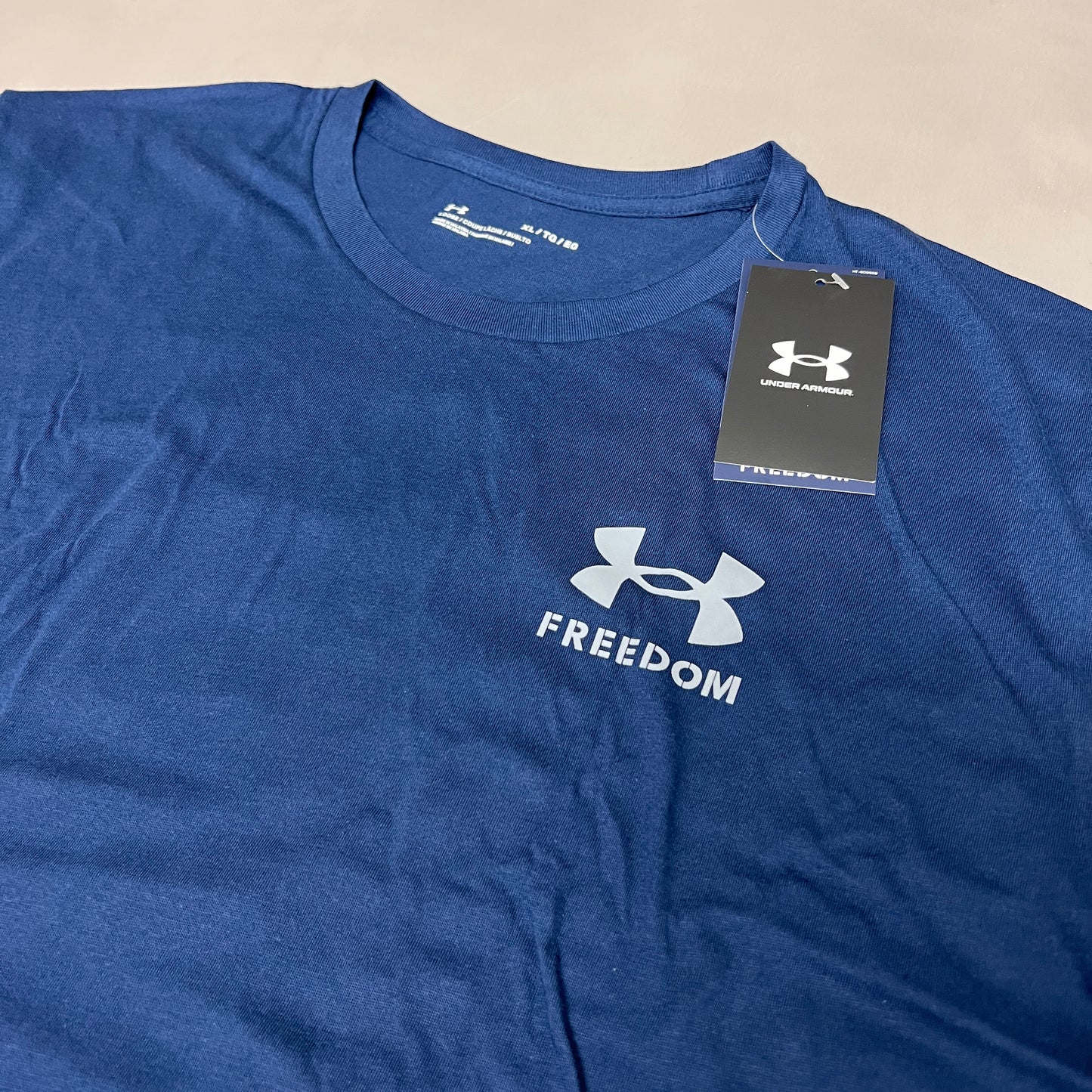 UNDER ARMOUR Freedom Flag T-Shirt Men's Navy Academy / Steel-408 Sz L 1370810 (New)
