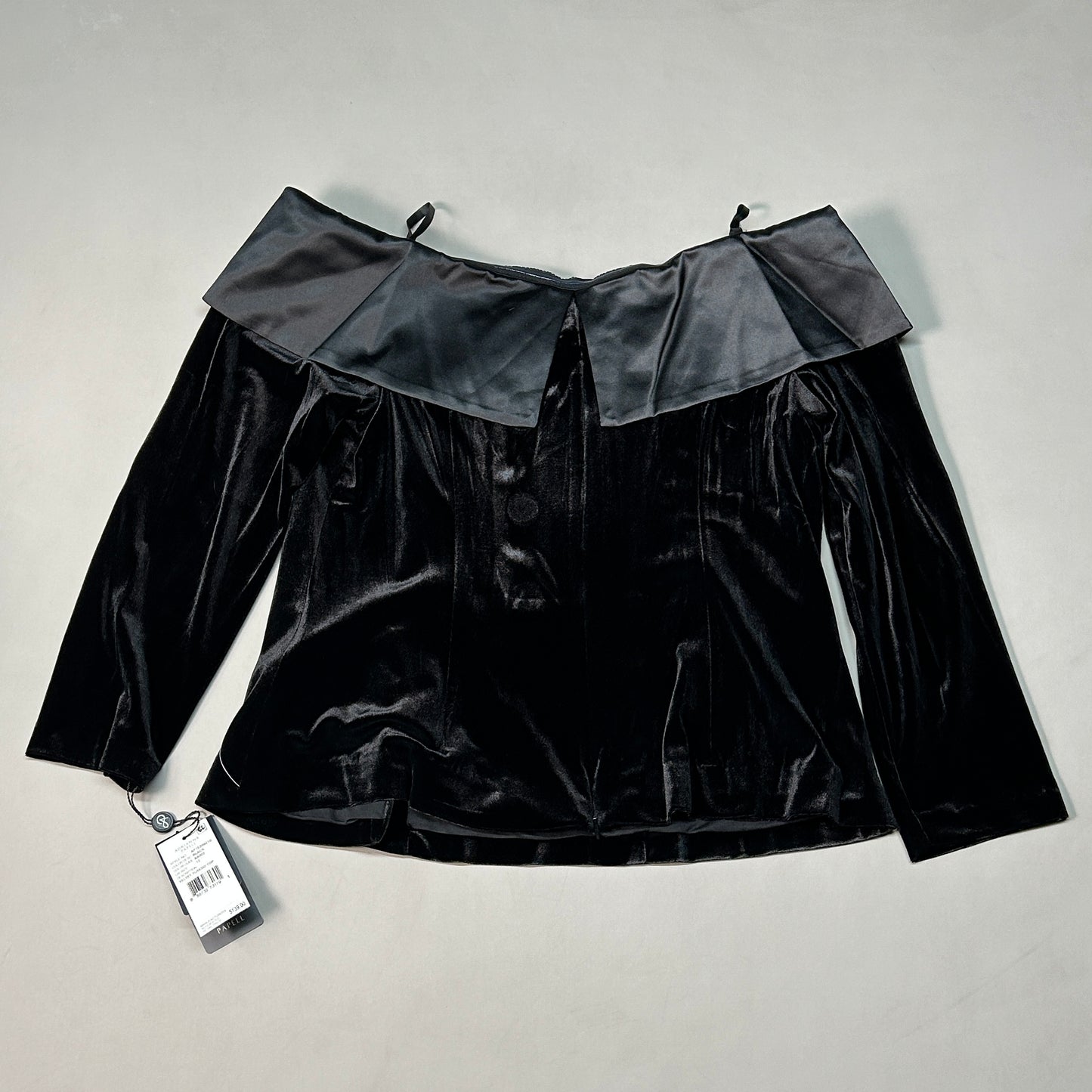 ADRIANNA PAPELL Velvet Tuxedo Top Black Size 12 (New)