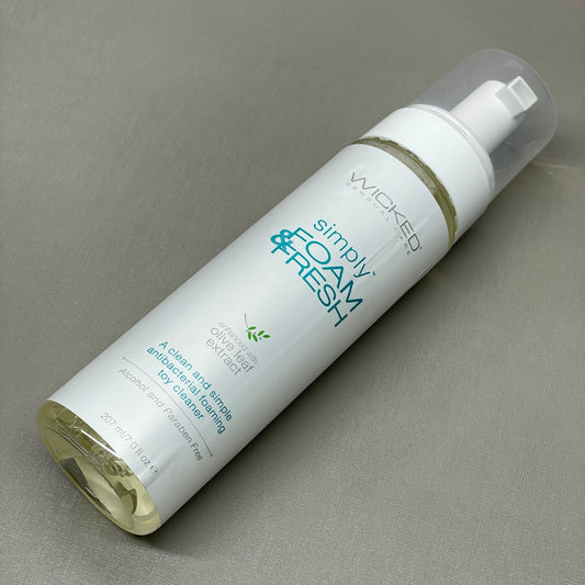 ZA@ WICKED SENSUAL CARE Simply Foam 'n Fresh Clean & Simple Anti-Bacterial Foaming Toy Cleaner Enhanced w/ Olive Leaf Extract 7 oz (New) A
