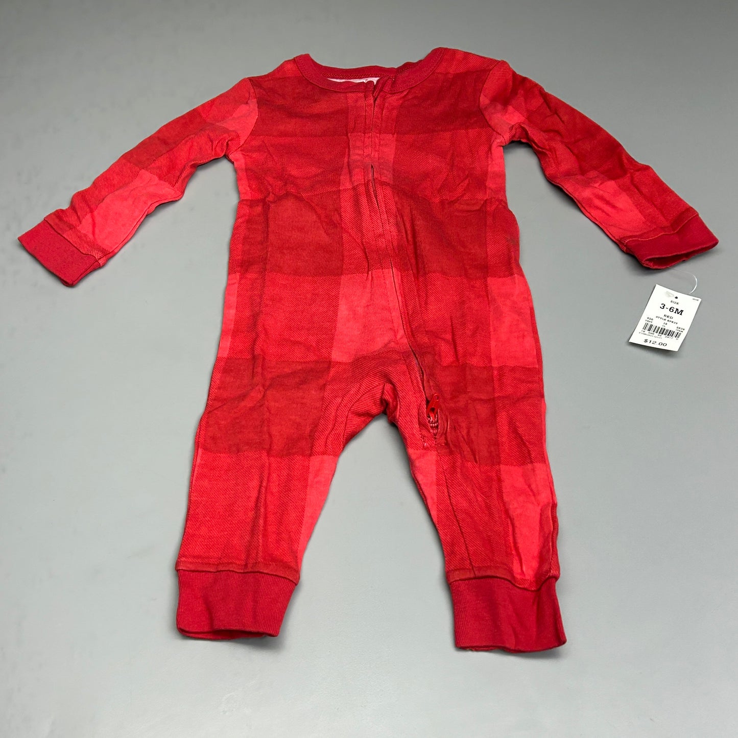 BABY BUFFALO Check Plaid Flannel Pajama Suit Red Sz 3-6M (New)