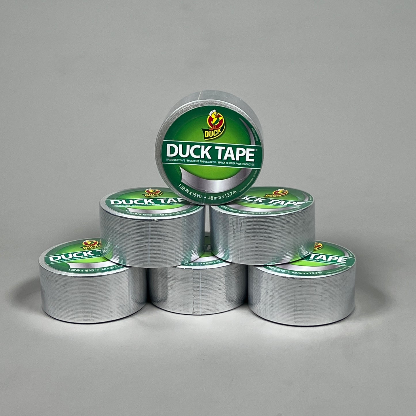 SHURTAPE DUCK TAPE 6 ROLLS! Chrome Duct Tape 1.88" X 15 YD/Roll 332554 (New)