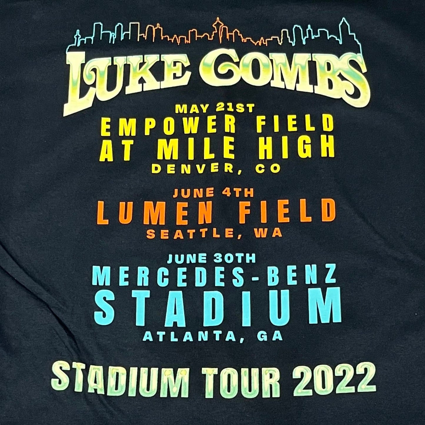 Luke Combs Stadium Tour 2022 Gildan Short Sleeve T-Shirt Unisex Sz L Black (New)