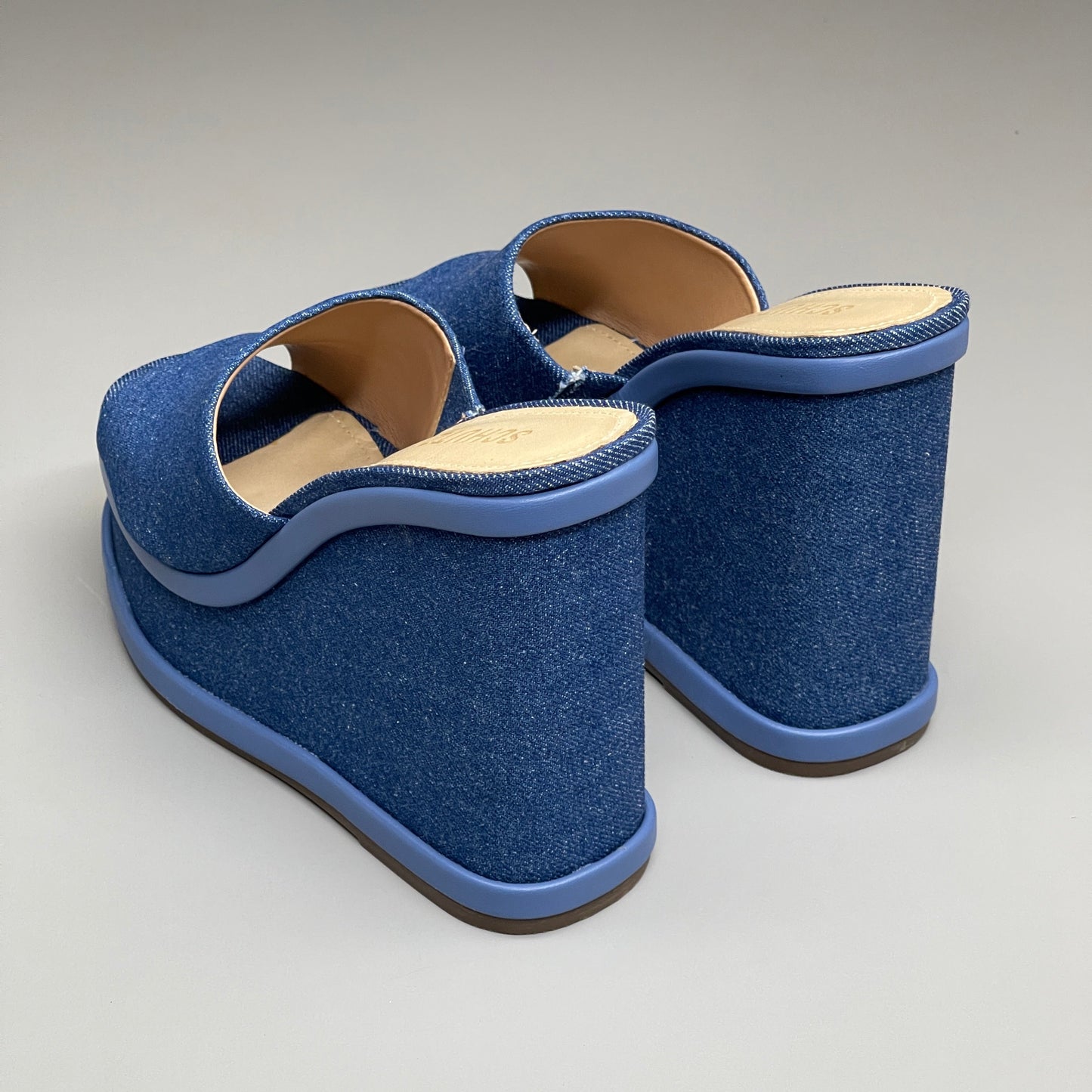 SCHUTZ Dalle Denim Women's Wedge Sandal Blue Platform Shoe Sz 7B (New)