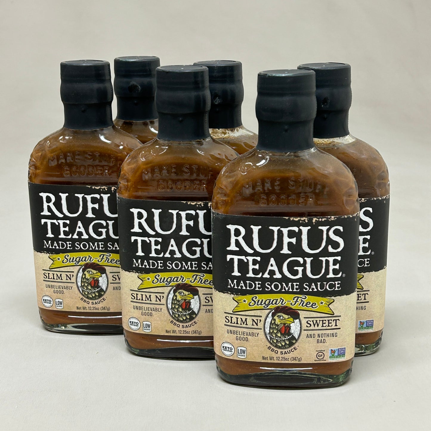 RUFUS TEAGUE 6-PACK! Slim & Sweet BBQ Sauce 15.25 oz Gluten Free Non GMO Exp 10/23 (New)