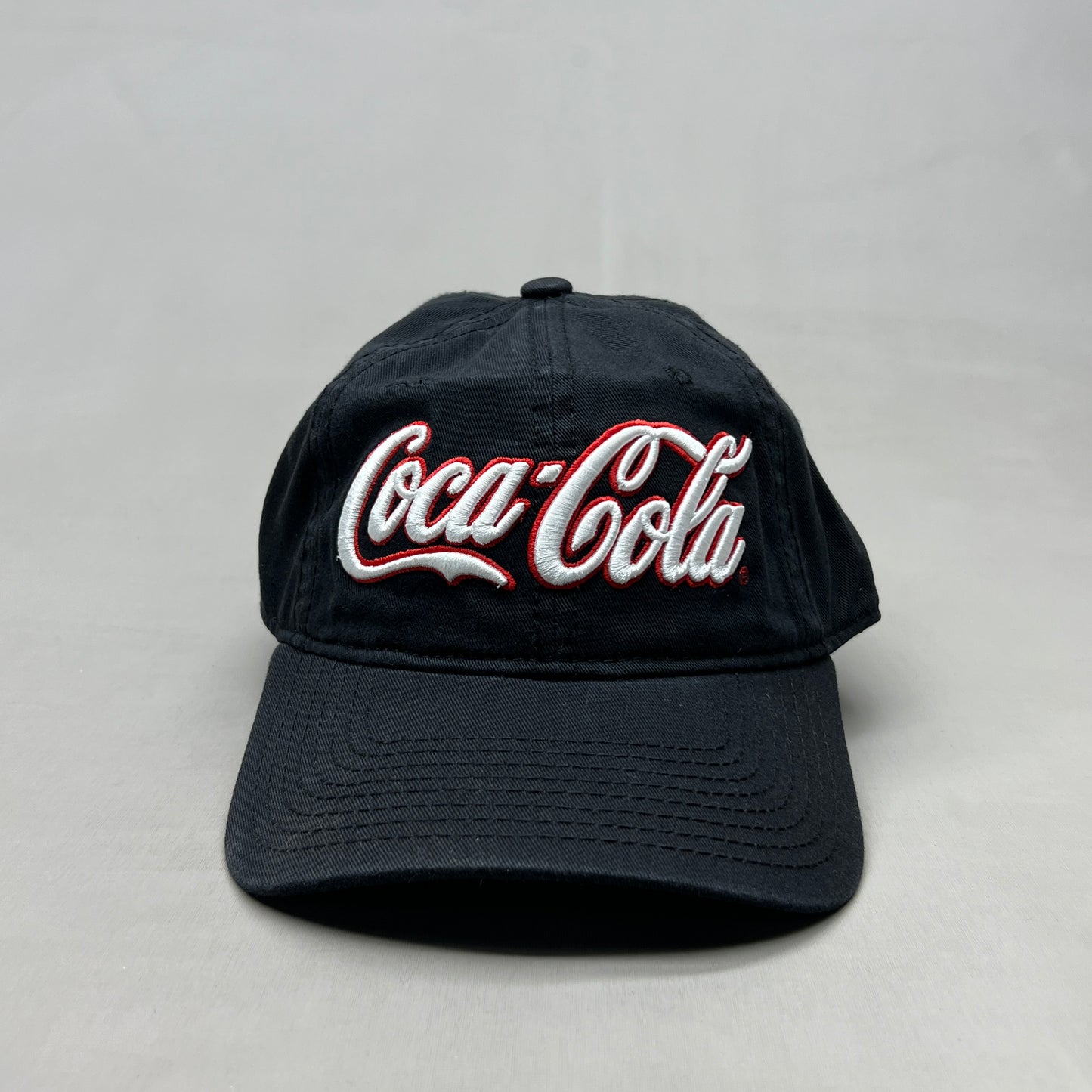 COCA-COLA Atlanta Script Stretch Baseball Cap Fit Sz One Size Black 23632 (New)
