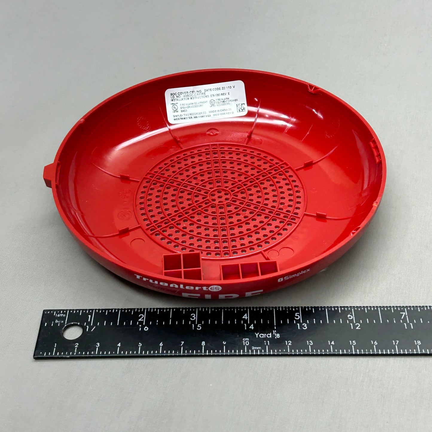 SIMPLEX Ceiling Fire Alarm Speaker Cover Red 49SOC-CRFIRE (New)