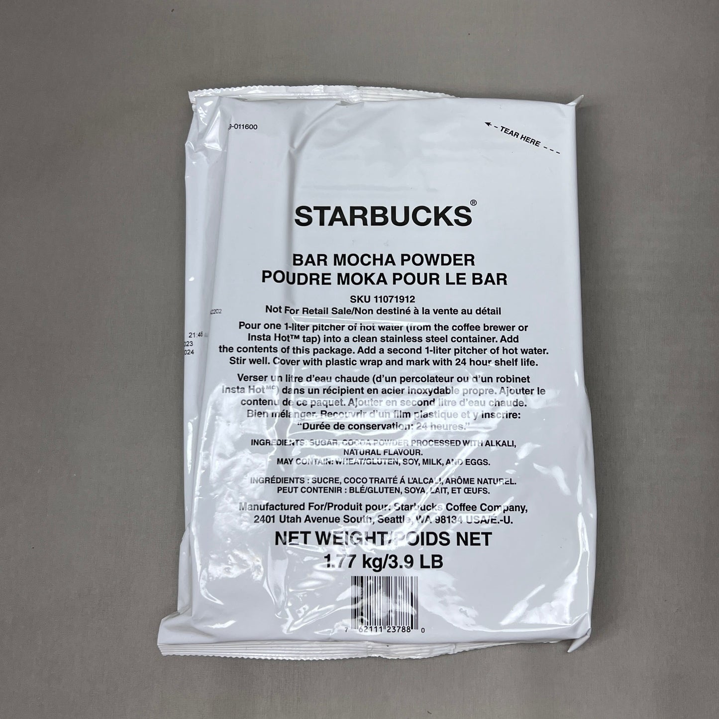 ZA@ STARBUCKS (6 PACK) Bar Mocha Powder Each 62.5 oz/bags BB 03/26
