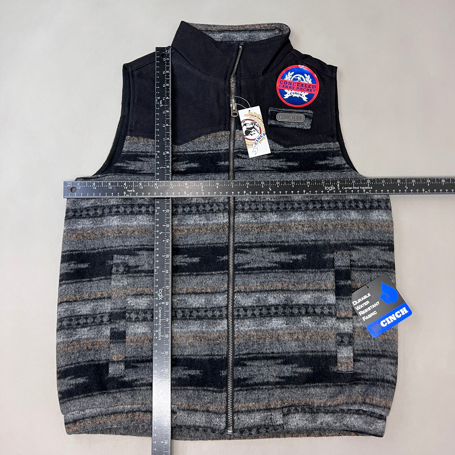 CINCH Wooly Concealed Carry Vest Men's SZ XS Black MWV1543006 (New)