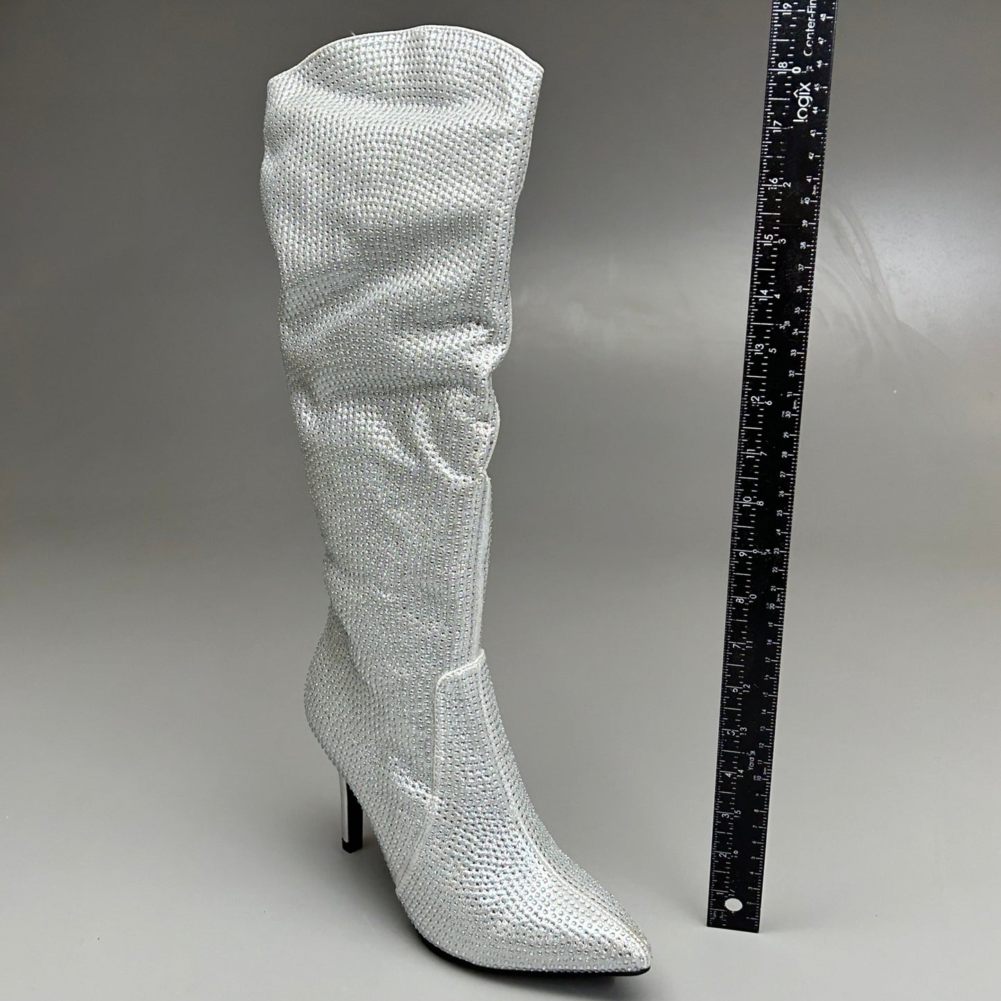 MIA Mackynzie Silver Stone Tall Heeled Boots Sz 7M Q100302