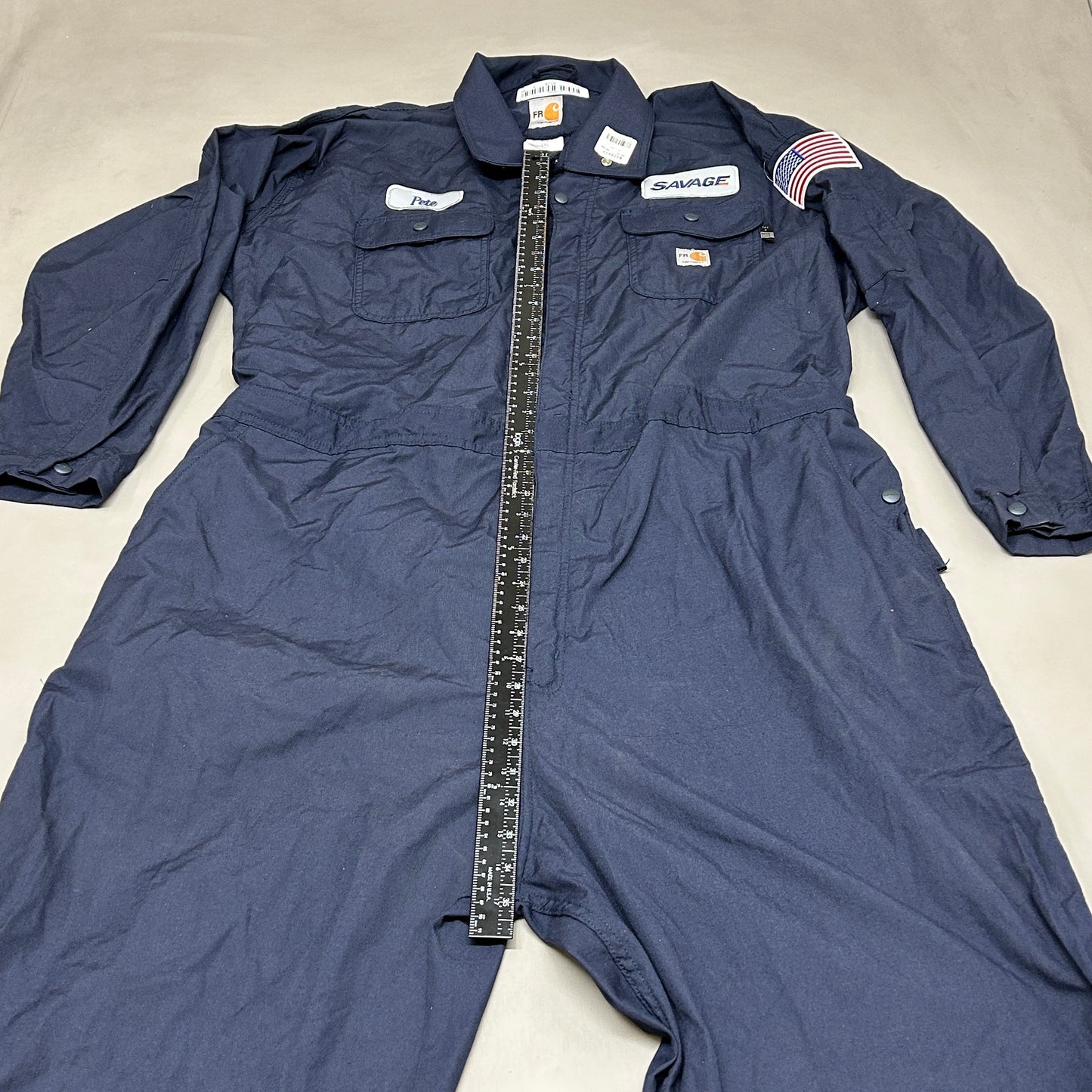 CARHARTT Fire-Resistant FR Coveralls w/ "Pete" & "Savage" Men's Sz 2XL Navy 387-20 (New Other)