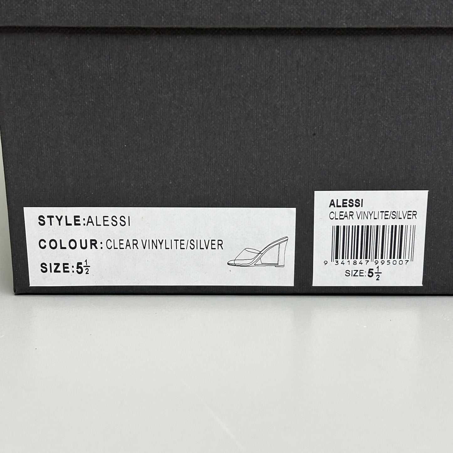 TONY BIANCO Alessi Clear Vinylite/Silver Wedges Women's Heels Sz 5.5 (New)