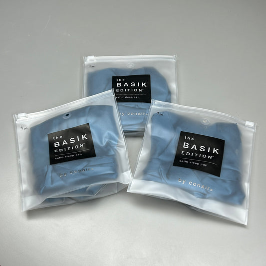 CONAIR 3-PACK! The Basik Edition Satin Sleep Cap Blue (New)