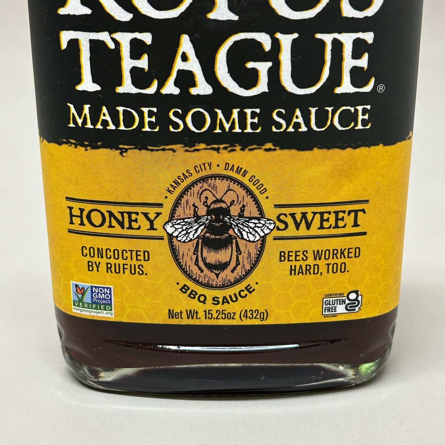 RUFUS TEAGUE 6-PACK! Honey Sweet BBQ Sauce 15.25 oz Gluten Free Non GMO Exp 06/25 (New)