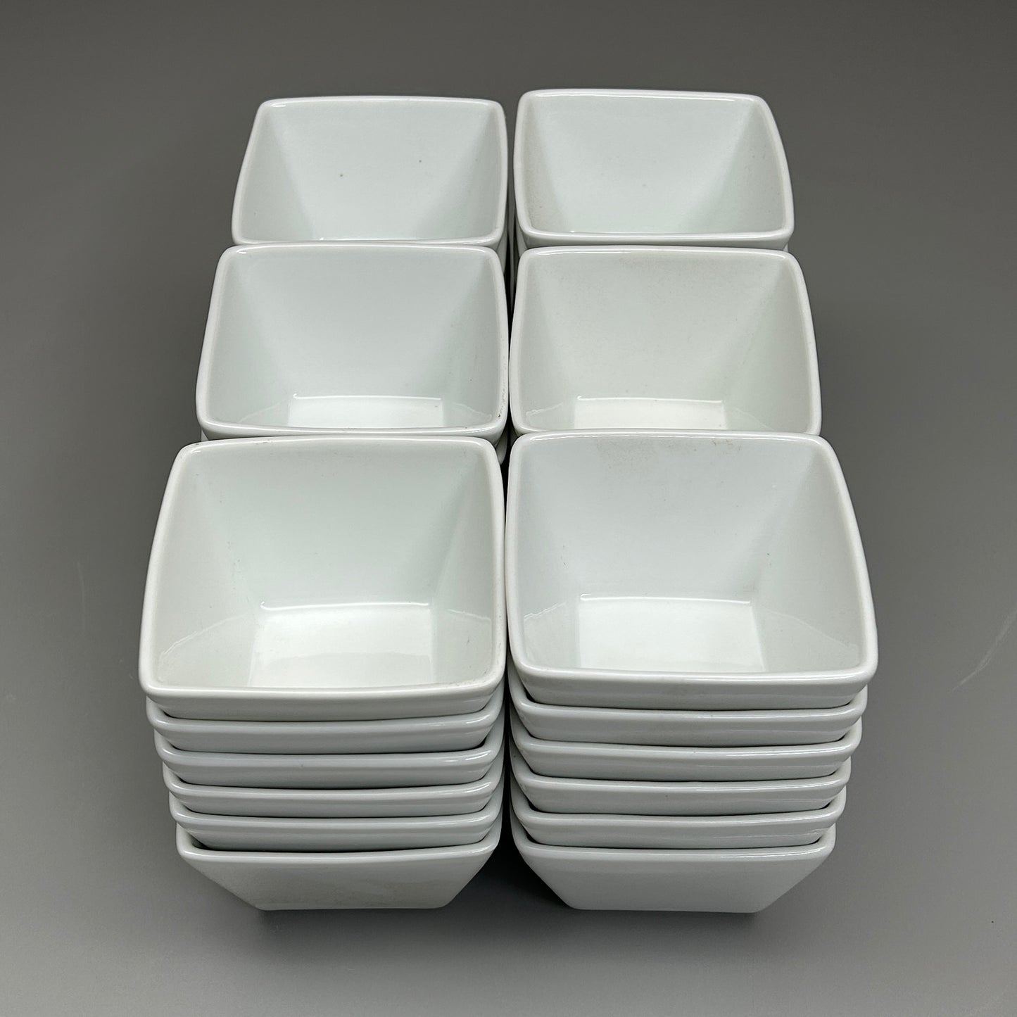 WORLD TABLEWARE 36-PK! Slate 8 oz Square Porcelain Bouillon Bowls White (New)