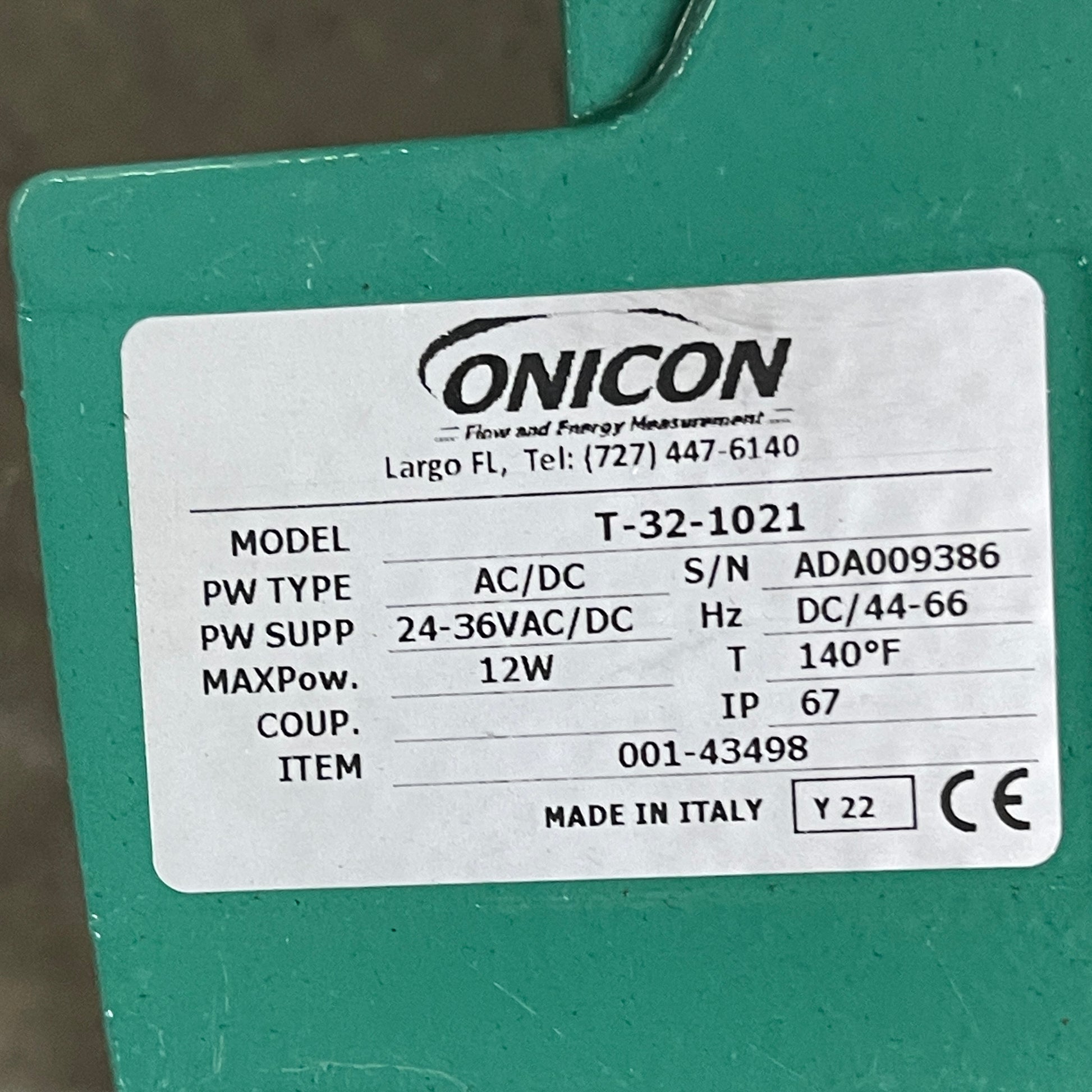 ONICON F-1200 / F-1200-10-E5-1221 Flow & Energy Measurement Sr. NO