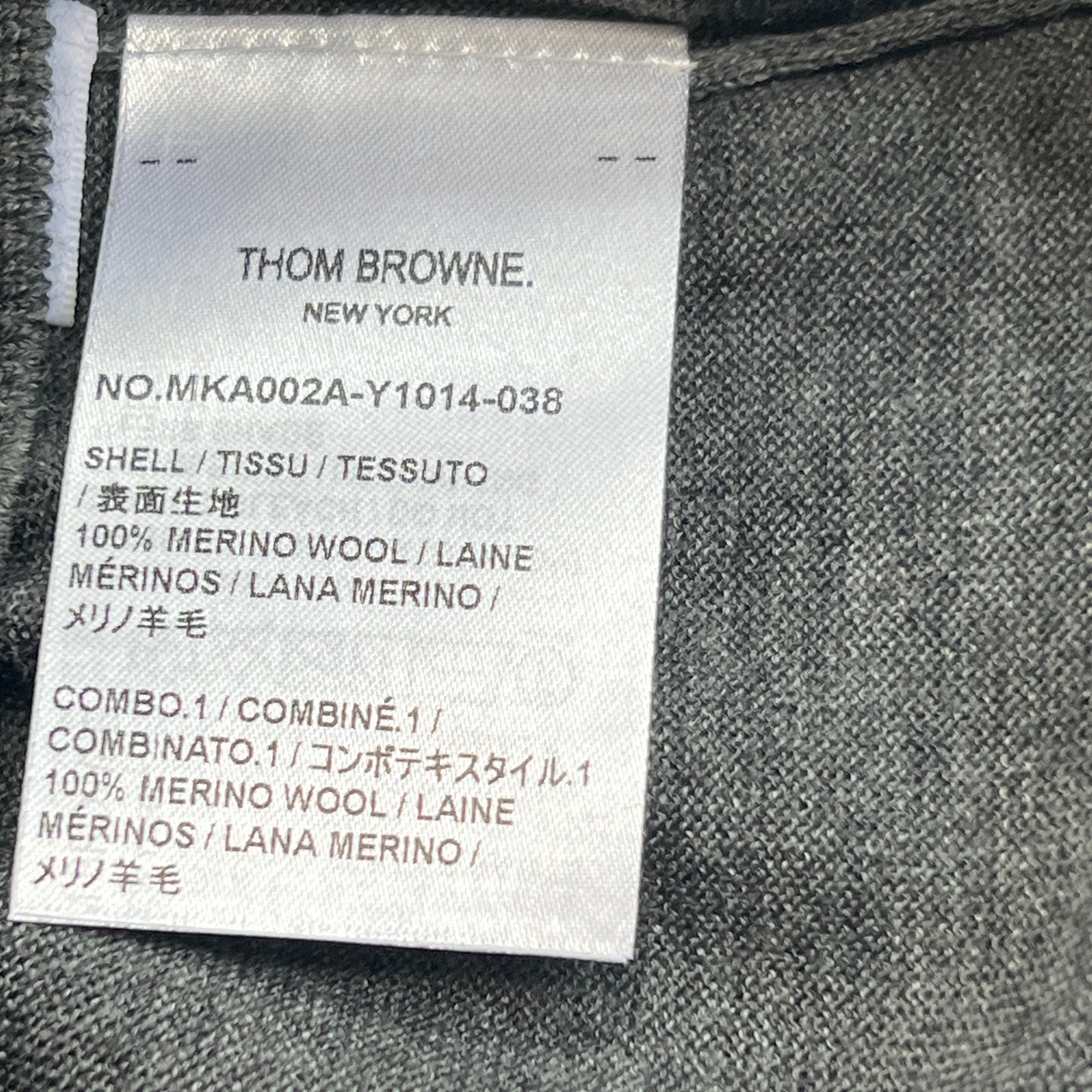 THOM BROWNE New York Classic Crewneck Pullover w/4 Bar Sleeve in Sustainable Fine Merino Wool Med Grey Size 2 (New)