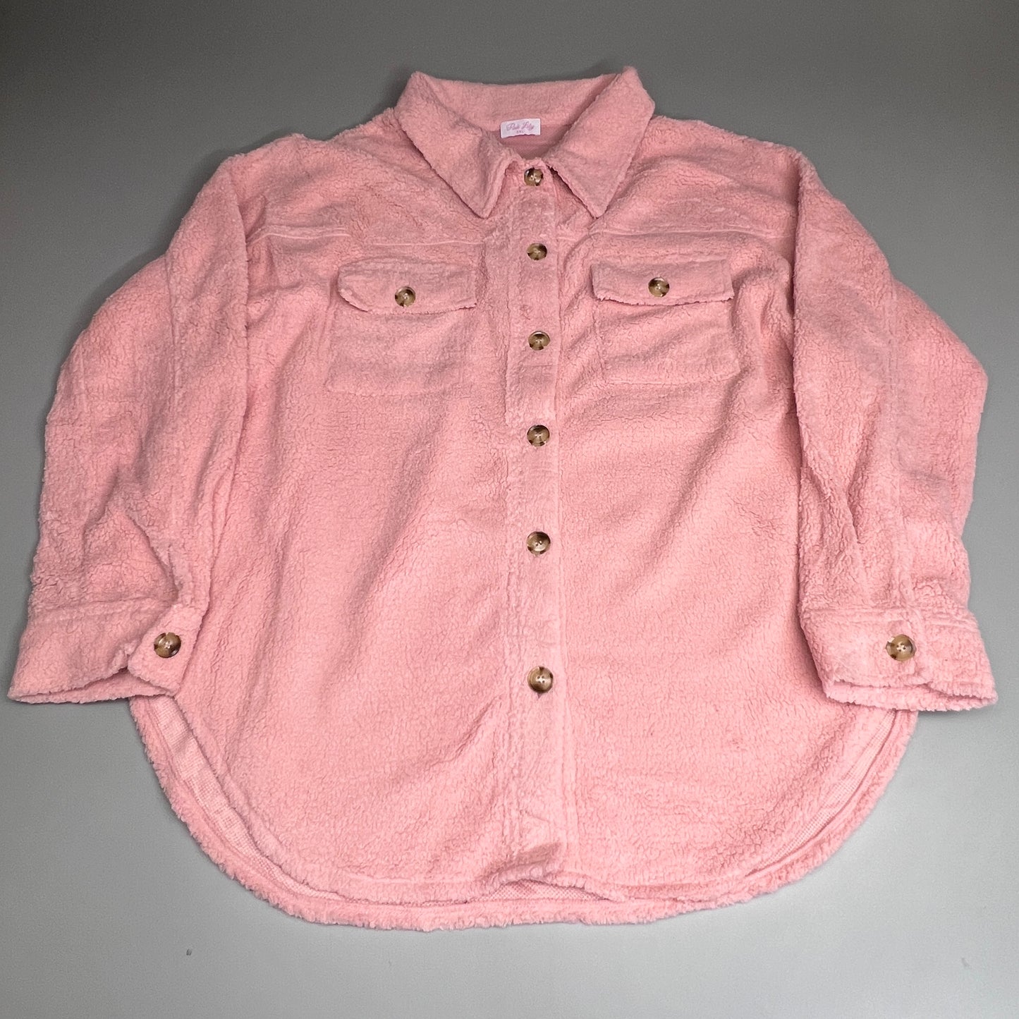 PINK LILY Fleece Button-up Jacket Women's Sz 3XL Mauve Pink PL177 (New)