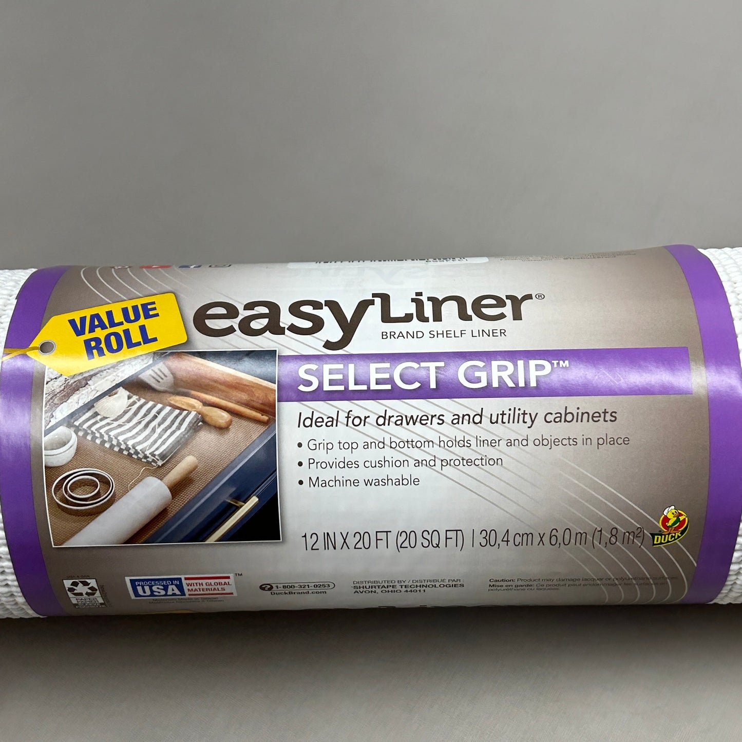 DUCK BRAND Easy Liner Shelf Liner Select Grip White 12 in X 20 ft (New)