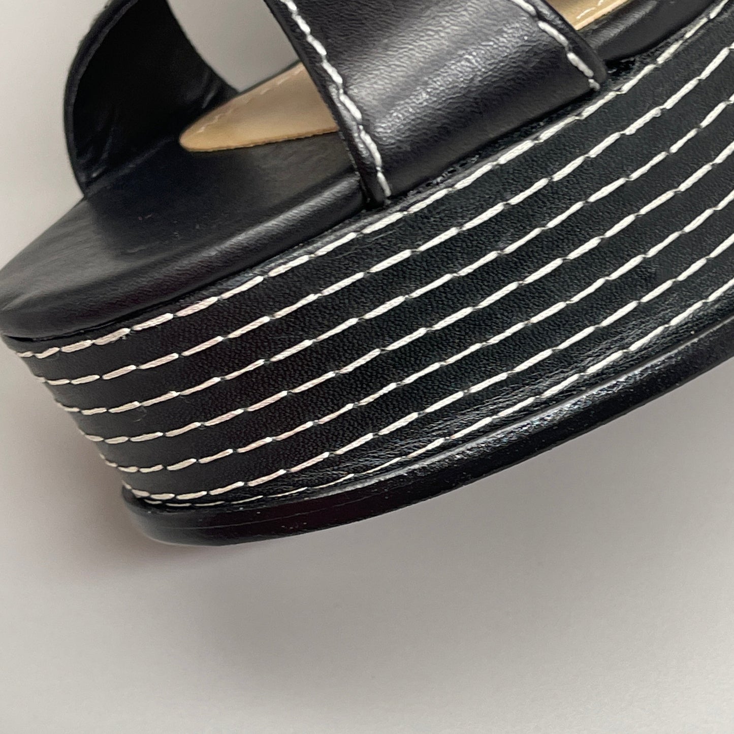 SCHUTZ Keefa Casual Women's Leather Sandal Black Platform 4" Heel Shoes Sz 8B (New)
