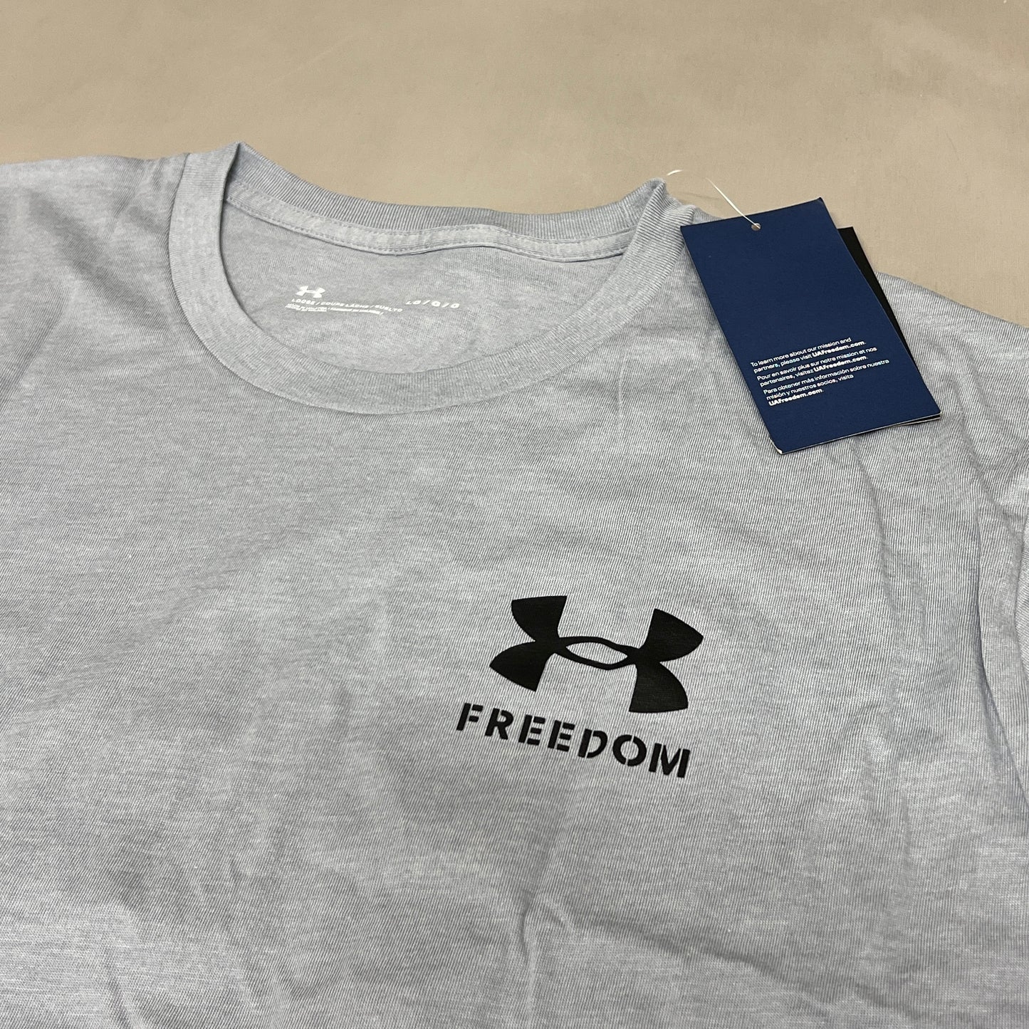 UNDER ARMOUR Freedom Flag T-Shirt Men's Steel Medium Heather / Black-035 Sz XL 1370810 (New)