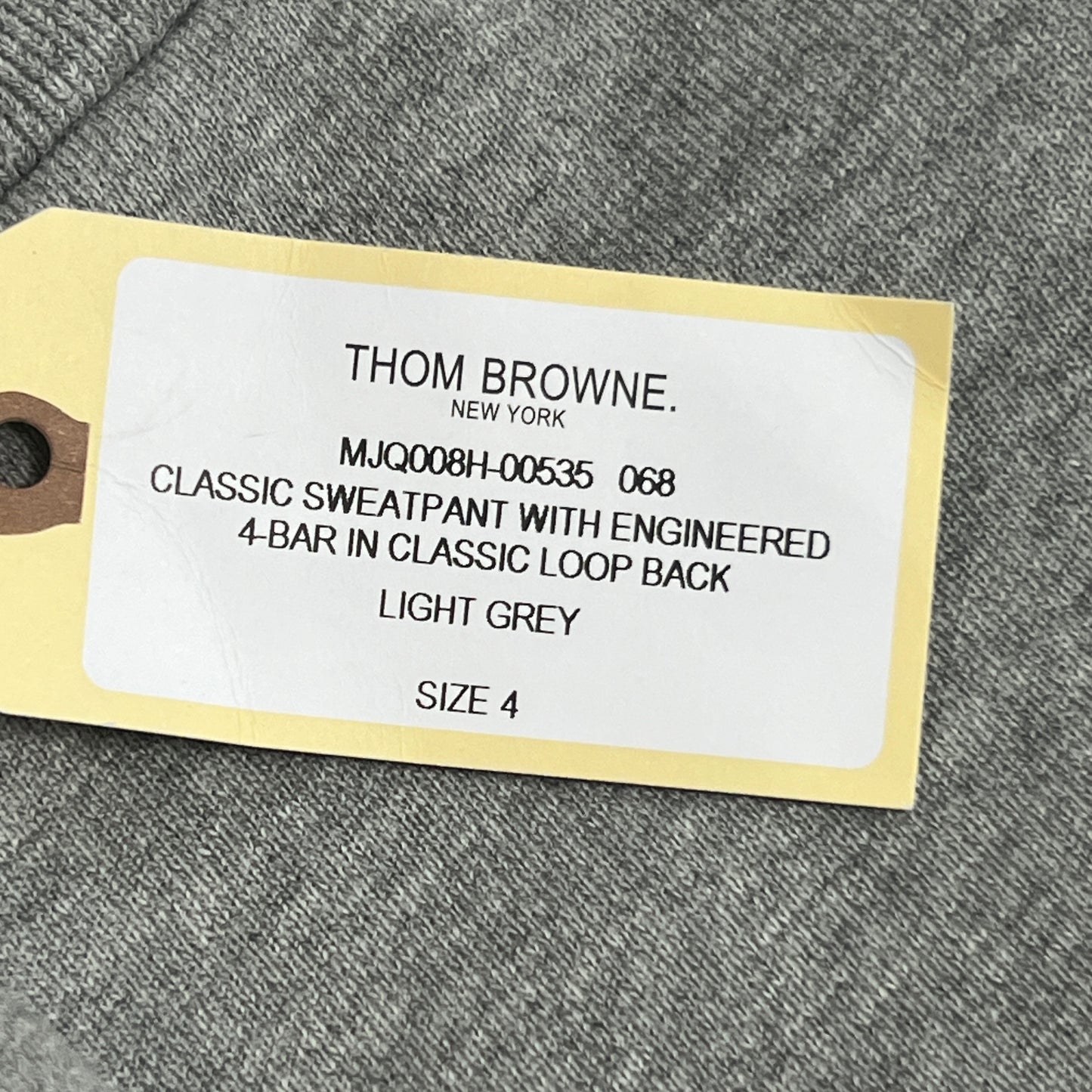 THOM BROWNE Classic Sweat Pants w/Engineered 4 Bar Loop Back Light Grey Size 4(New)