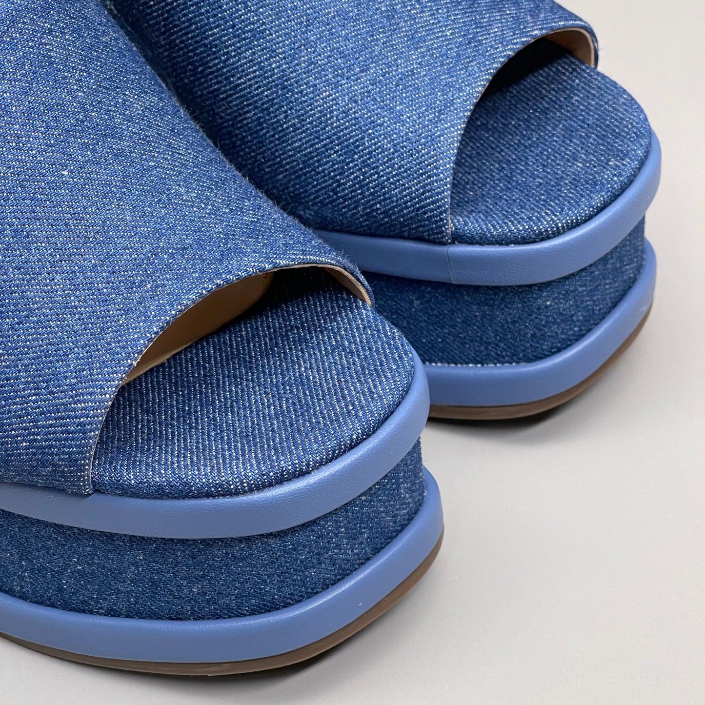 SCHUTZ Dalle Denim Women's Wedge Sandal Blue Platform Shoe Sz 7.5B (New)