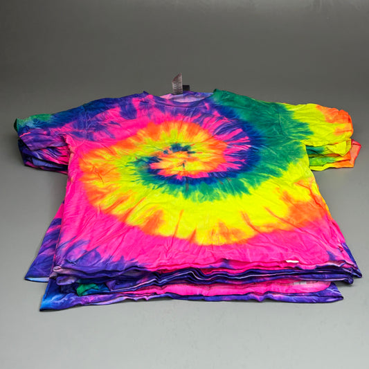 GILDAN (12 PACK) Tie Dye Short Sleeve Unisex Heavy Cotton T-Shirts Sz Youth Large (New)