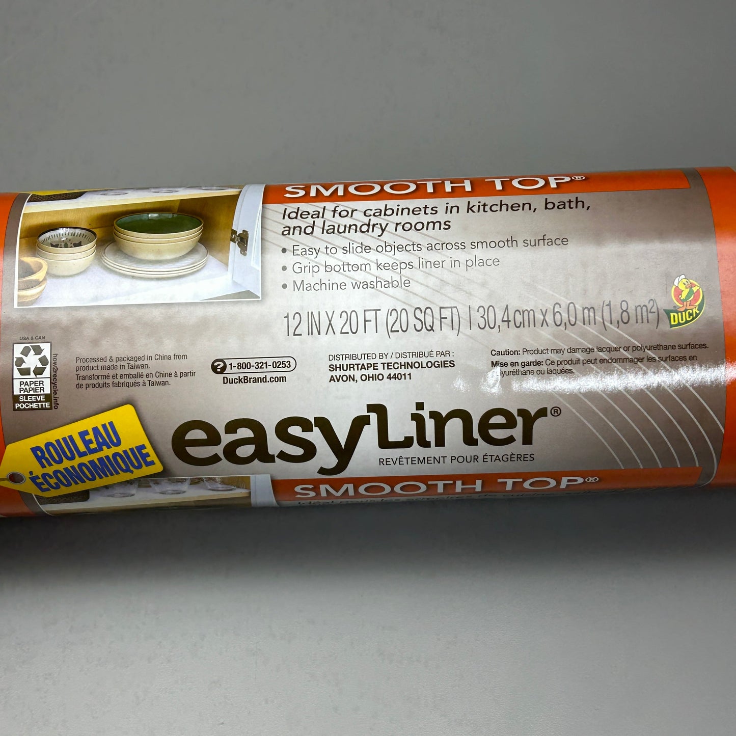 DUCK BRAND Easy Liner Shelf Liner Smooth Top Taupe 12 in X 20 ft (New)
