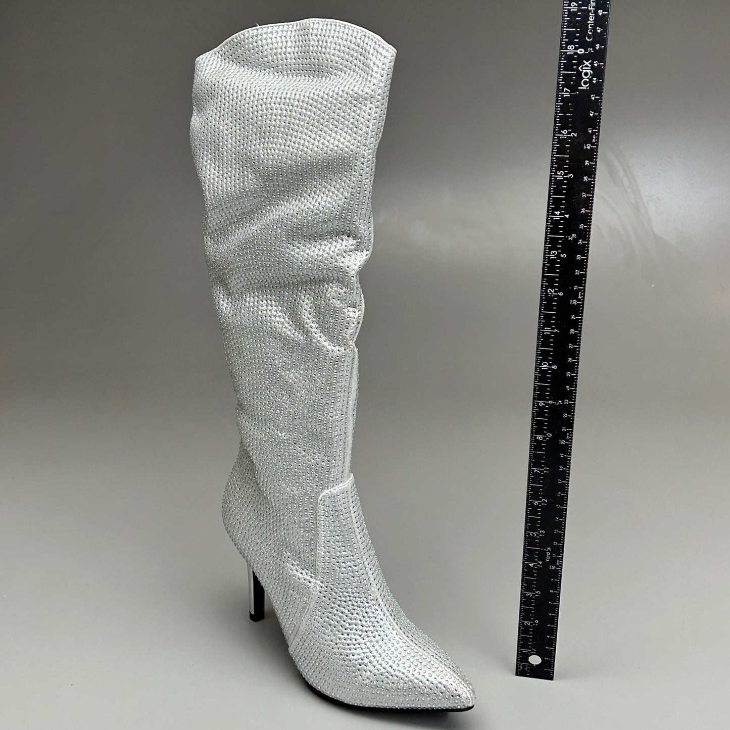 MIA Mackynzie Silver Stone Tall Heeled Boots Sz 9M Q100302