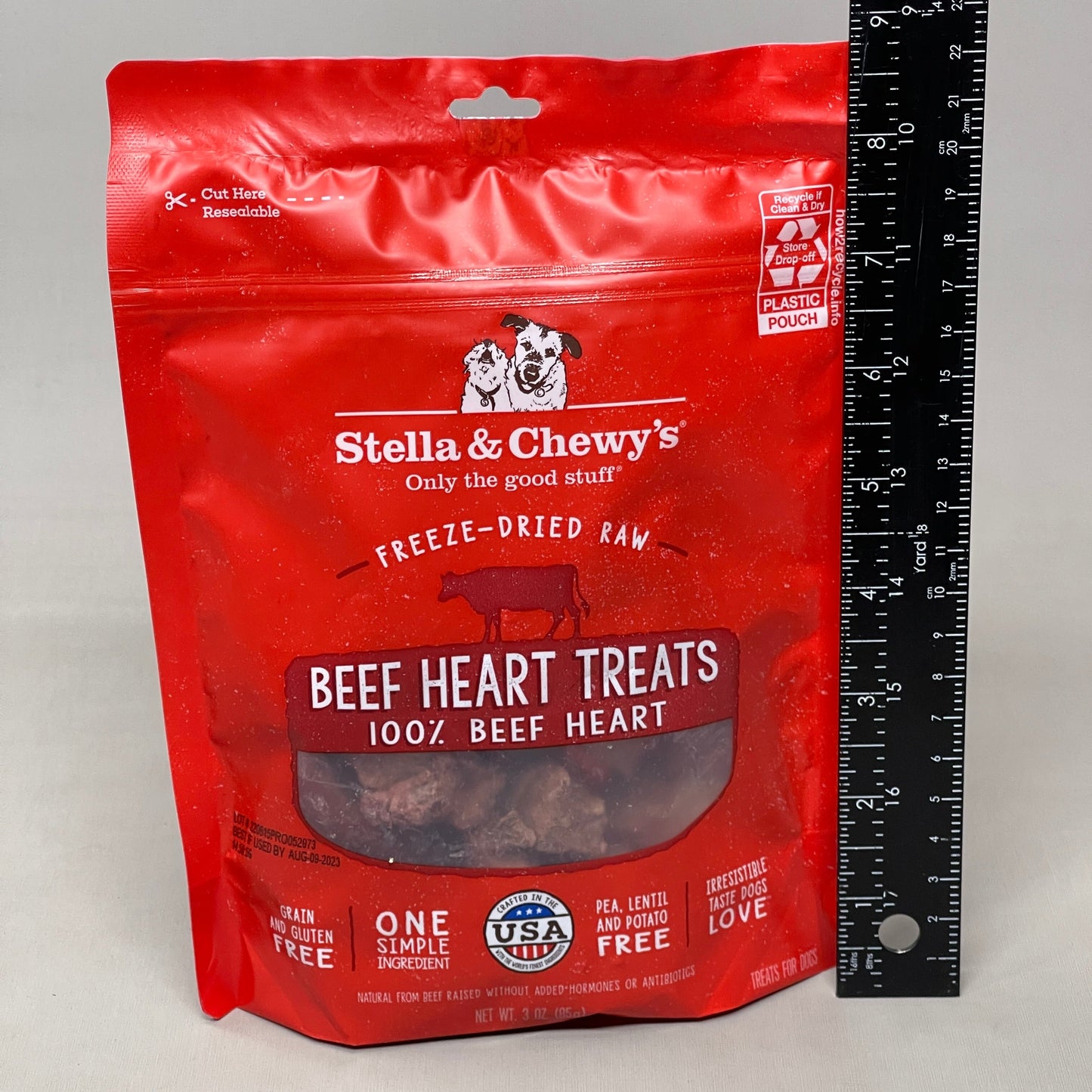 ZA@ STELLA & CHEWY’S 100% Beef Heart Treats Freeze-Dried Raw Grain Free 3 oz 08/23 (New) A