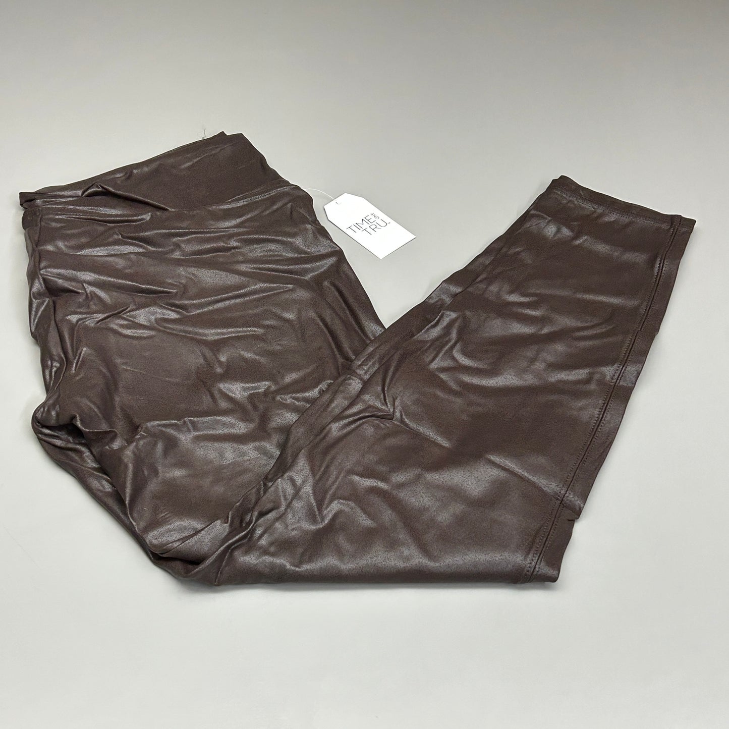 TIME AND TRU Women's Faux Leather Leggings Sz XXL 20 Brown (New)