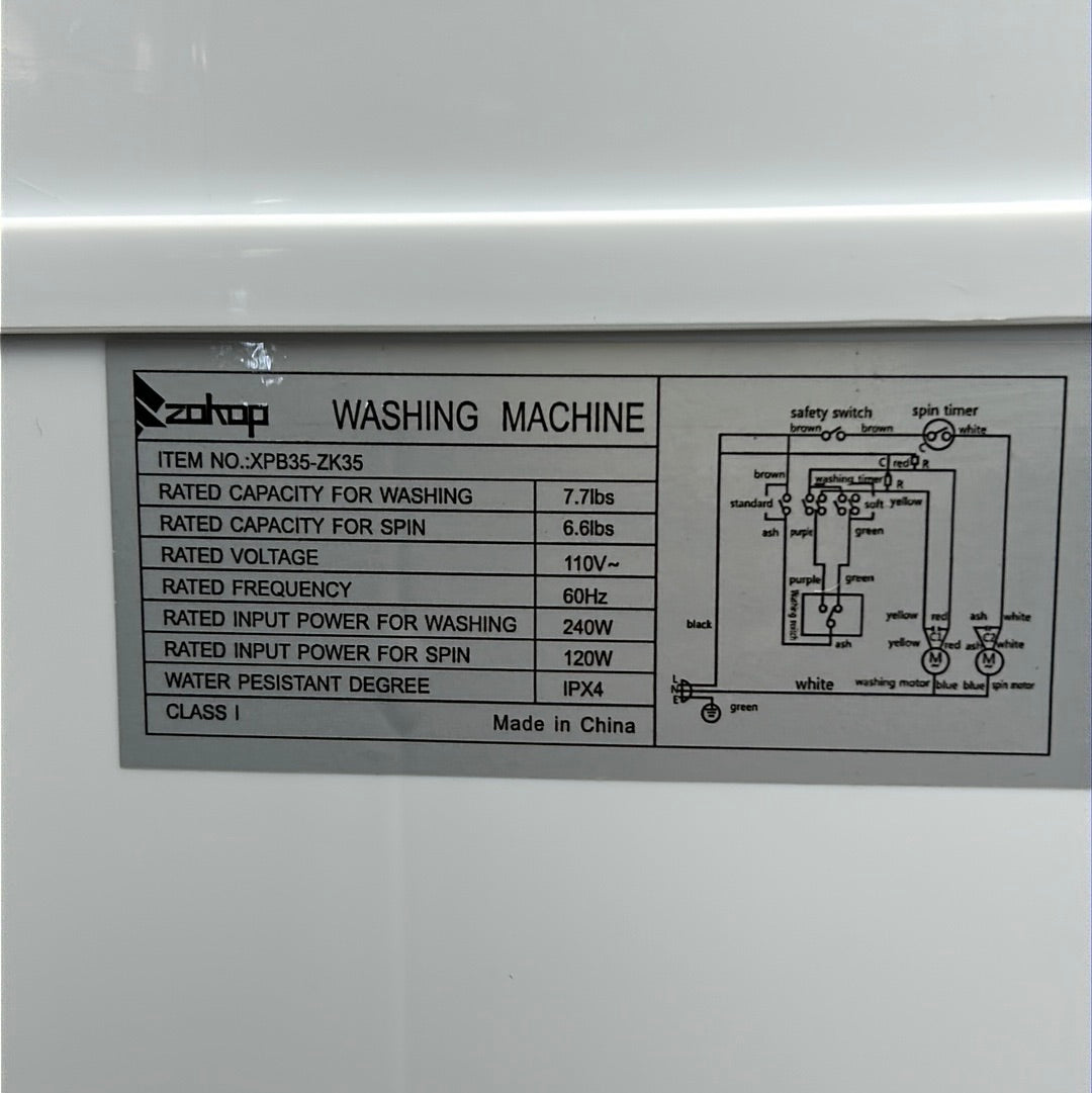 ZOKOP Compact Twin Tub Portable Mini Washing Machine 14.3lbs Total Washing Machine W/Drain Pump (New)