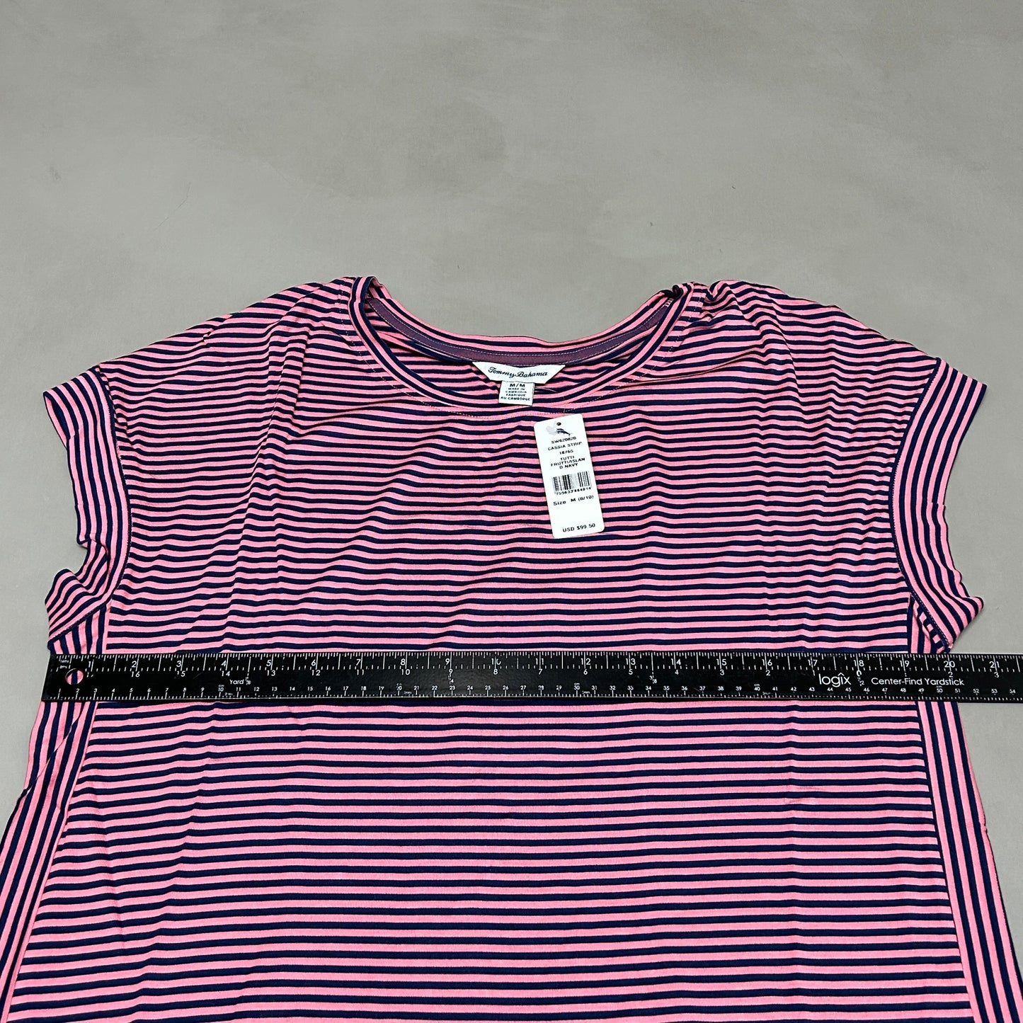 TOMMY BAHAMA Women's Short Sleeve Cassia Stripe T-shirt Dress Tutti Frutti Size M (New)