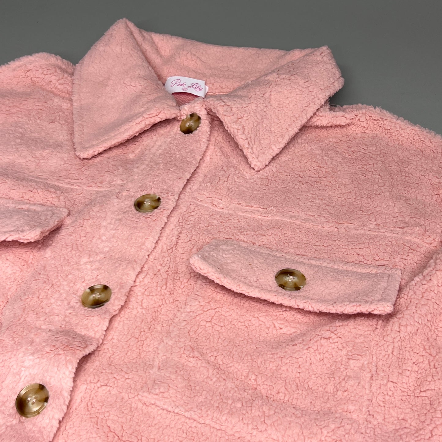 PINK LILY Fleece Button-up Jacket Women's Sz XS Mauve Pink PL177 (New)