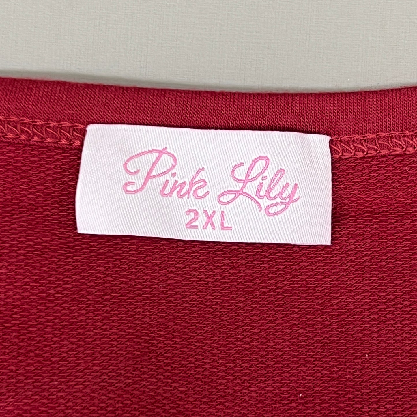 PINK LILY Take the Leap Henley Waffle Knit Blouse Women's Sz 2XL Cranberry PL903 (New)