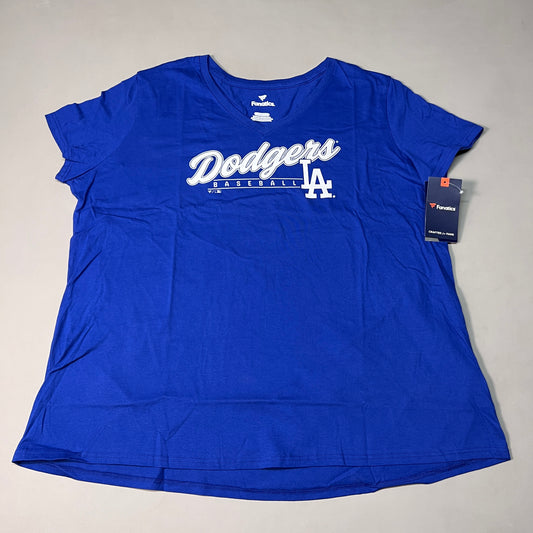 FANATICS Los Angeles Dodgers Baseball V-neck T-shirt Women's Sz 3XL Blue MLBT3970 (New)