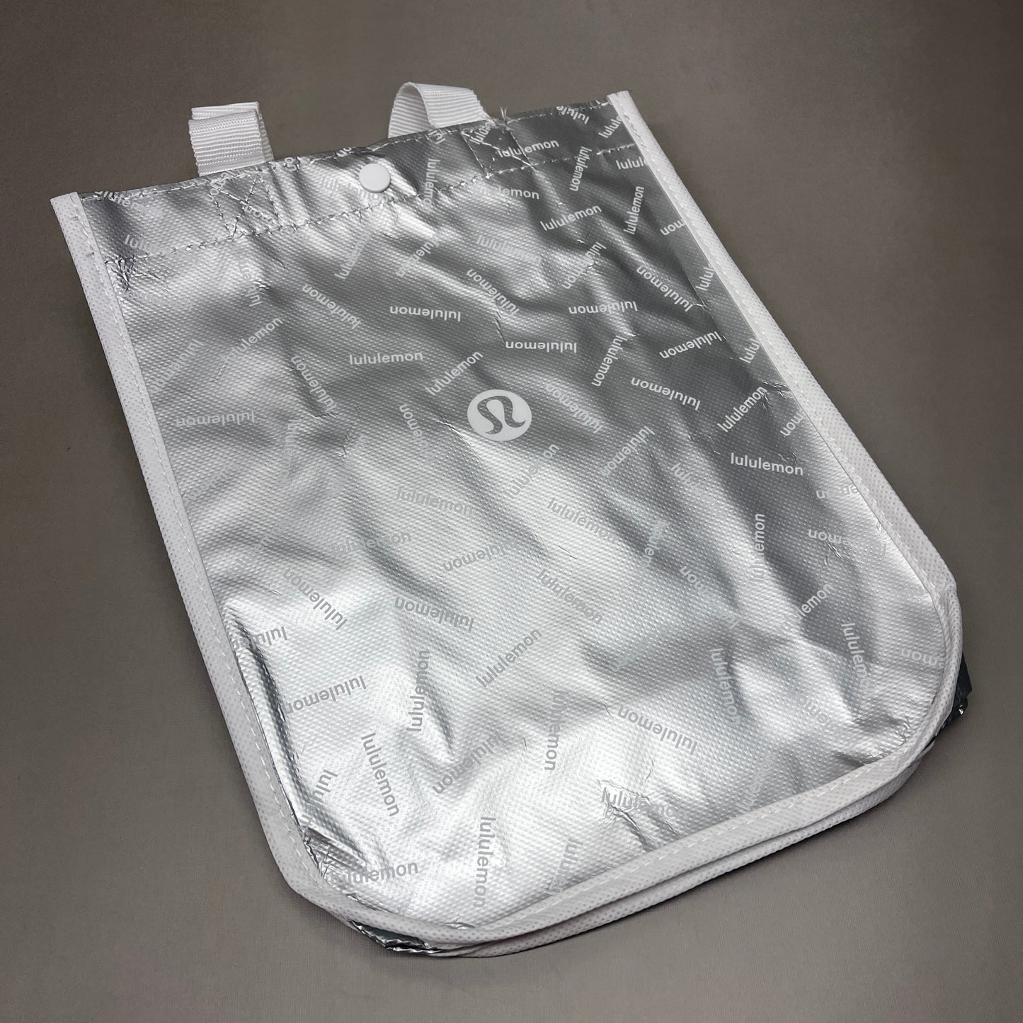 LULULEMON 3-PACK! Reusable Tote Shopping Bags Sz 9"W x 12"H x 4"D Silver (New)
