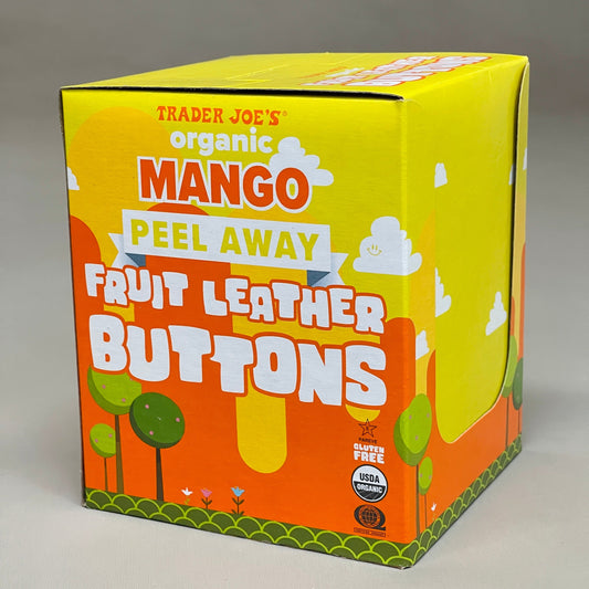 ZA@ TRADER JOE'S Box of 24 Organic Mango Peel Away Fruit Leather Buttons .5 oz 07/23