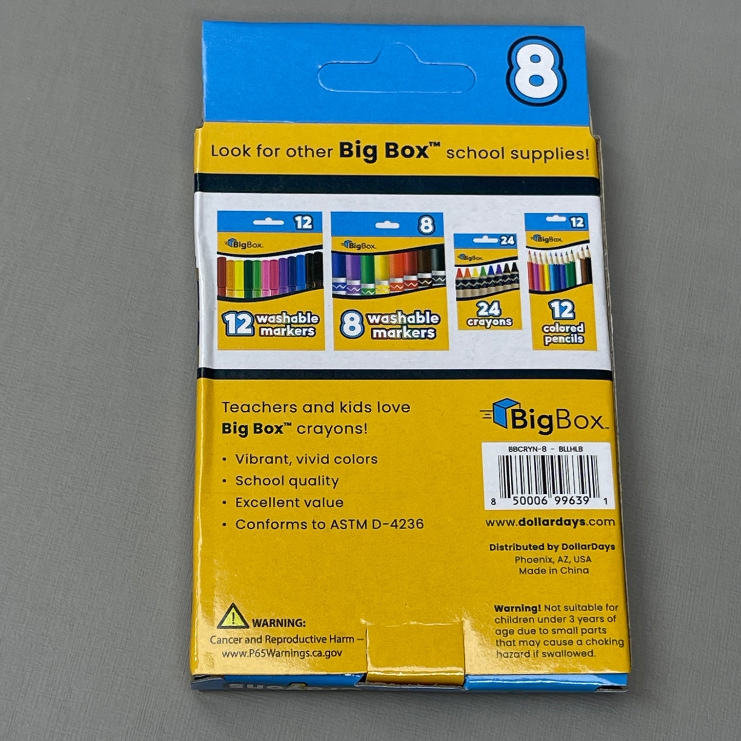 ZA@ BigBox Crayons 1 Case of 48 BXS (8 Crayons/box) Assorted Colors 2345095 (New)