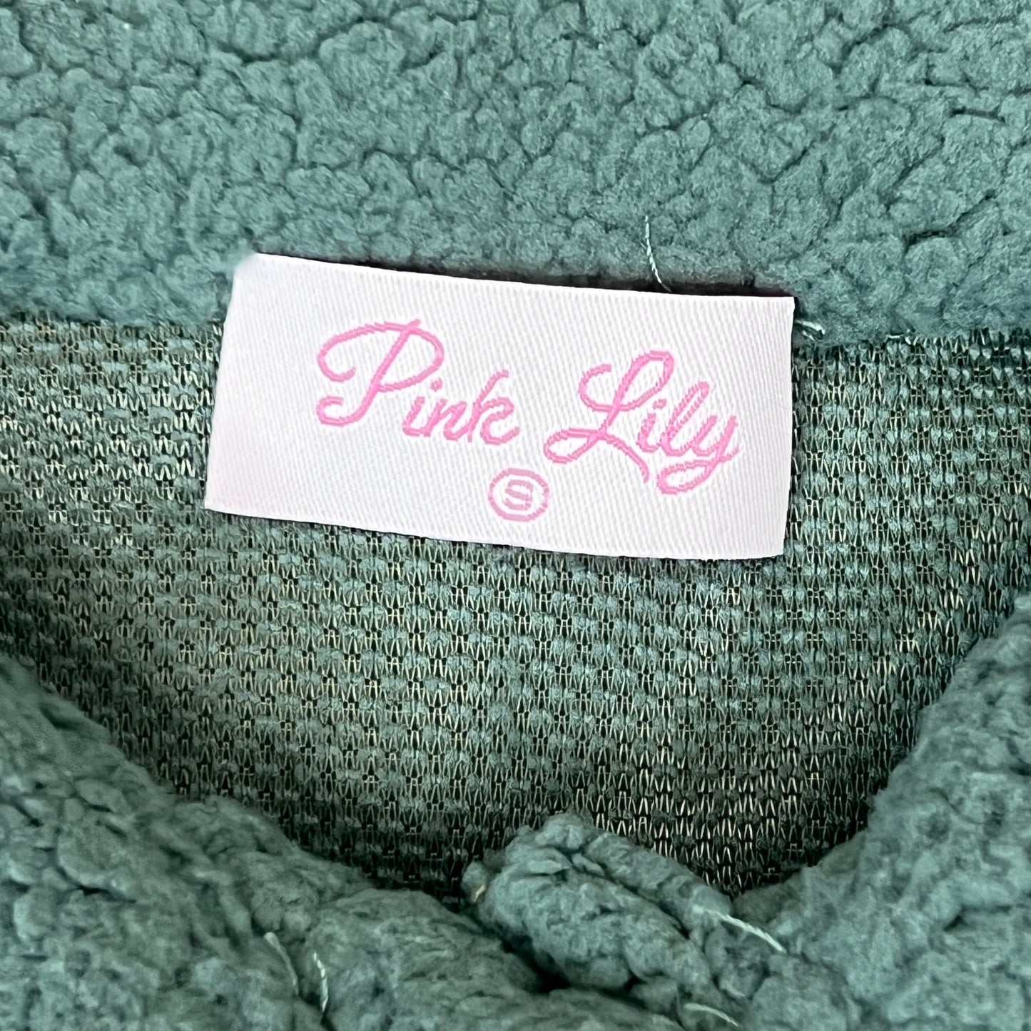 PINK LILY Fleece Button-up Jacket Women's Sz S Olive Green PL177 (New)