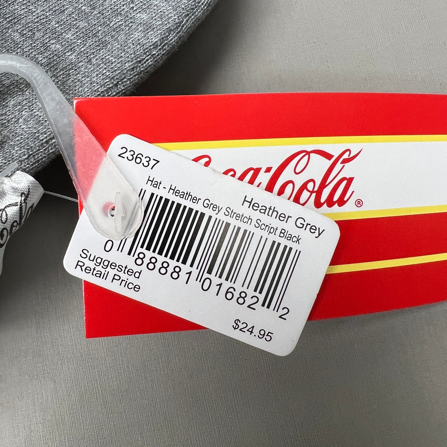 COCA-COLA Stretch Script Baseball Cap Fit Sz One Size Grey 23637 (New)