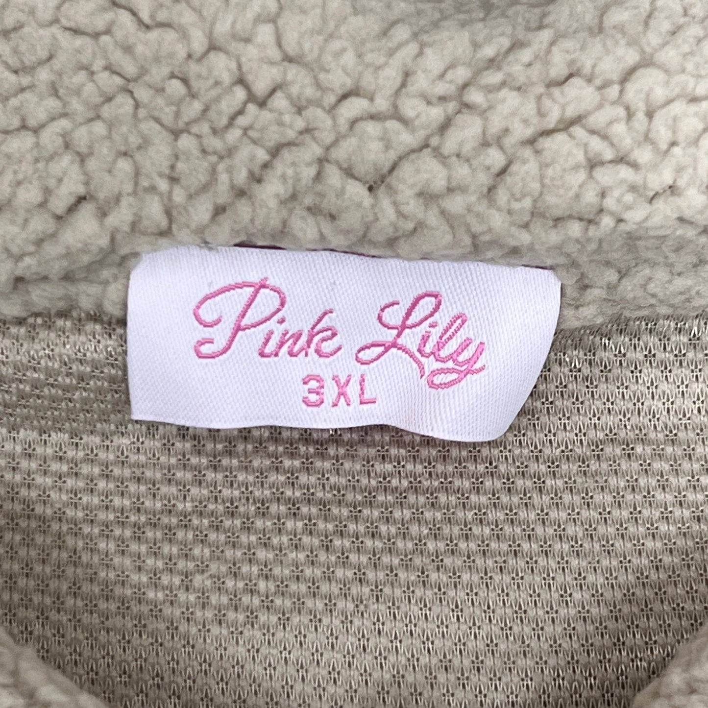 PINK LILY Fleece Button-up Jacket Women's Sz 3XL Beige PL177 (New)