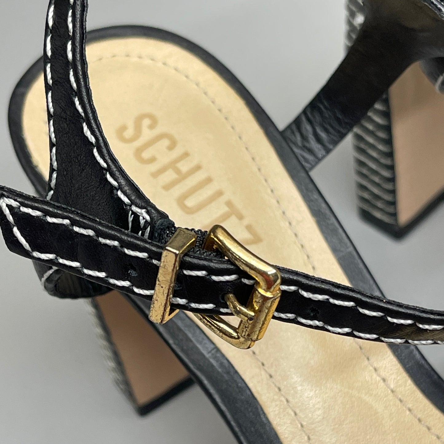 SCHUTZ Keefa Casual Women's Leather Sandal Black Platform 4" Heel Shoes Sz 11B (New)