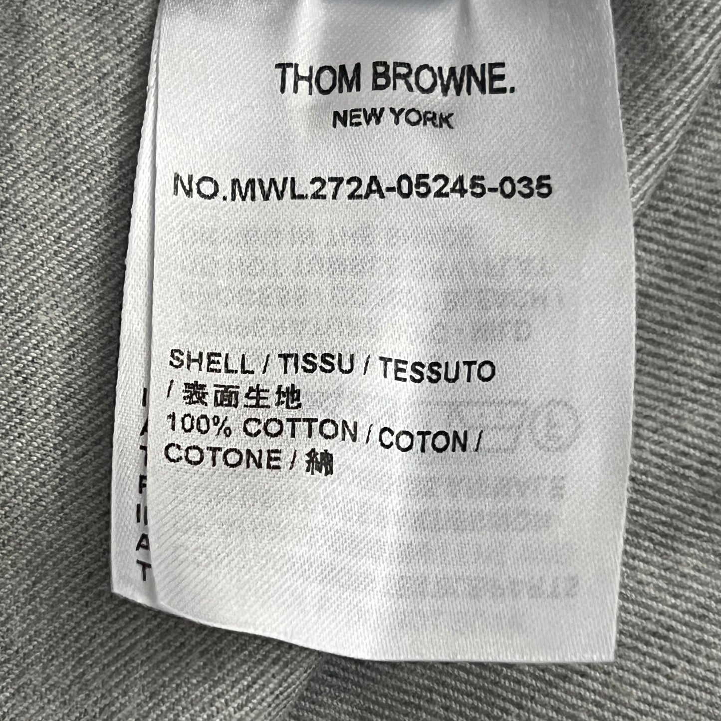 THOM BROWNE Straight Fit Button-Down Long Sleeve w/CB RWB Flannel shirt w/woven 4 Bar Sleeve in Med Grey Size 4 (NEW)