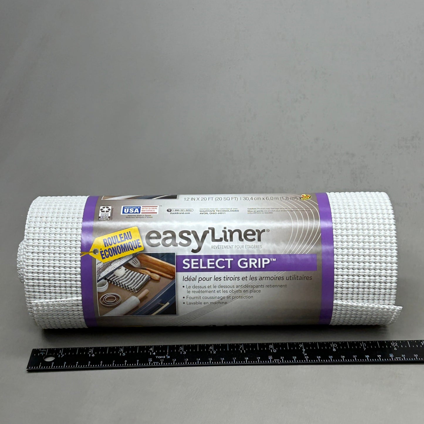 DUCK BRAND Easy Liner Shelf Liner Select Grip White 12 in X 20 ft